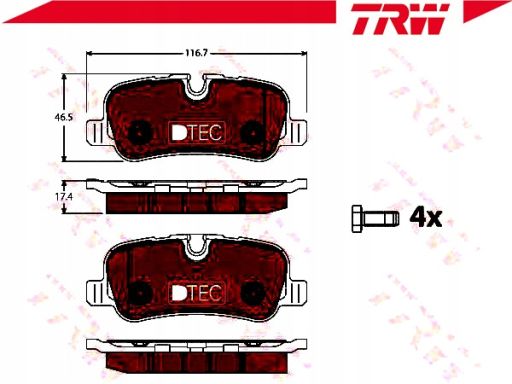 Gdb1632Dte Klocek Hamulcowy Kpl. Trw