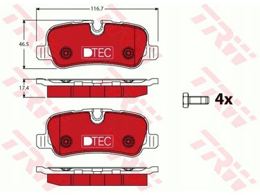 Gdb1632Dte Klocek Hamulcowy Kpl. Trw