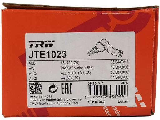 Jte1023 Końcówka Drążka Kierowniczego Trw