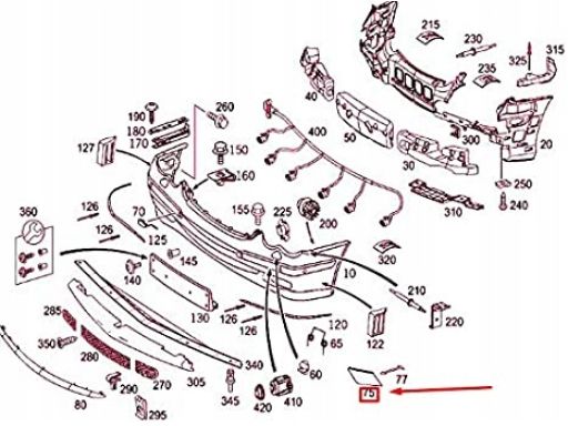Prawa Zaślepka klapka zderzaka Mercedes W209 AMG A2098850626