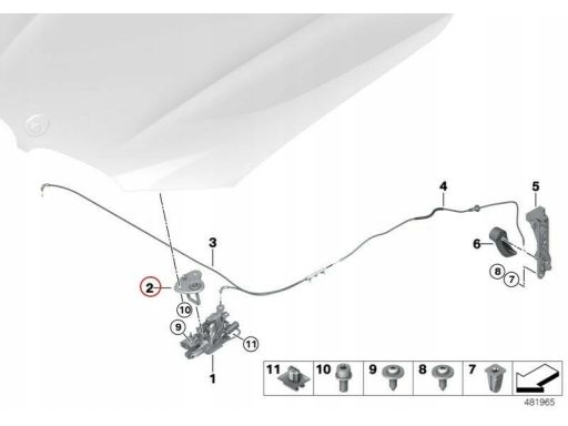 Rygiel zamka maski BMW X3 G01/F97 nowy