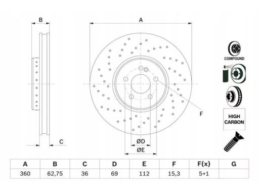 0 986 479 G38 Tarcza Hamulcowa Bosch