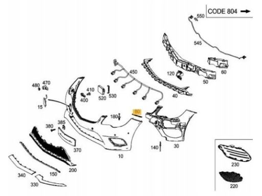 Ślizg szyna zderzaka przód Mercedes W207 L P