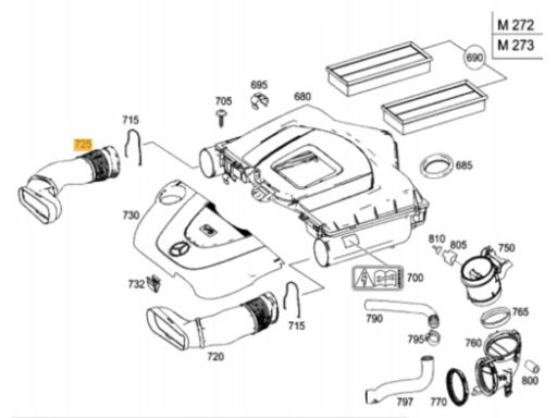 Rura dolot wlot powietrza Mercedes W211 E KLASA Prawa M272 M273 A27209