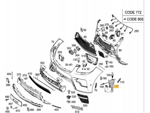 Skorupa Wzmocnienie ślizg zderzaka przód Mercedes W166 ML Lewy A166885
