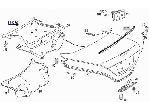 Spinka kołek zatrzask mocowanie Mercedes W221 W230 A0009905792