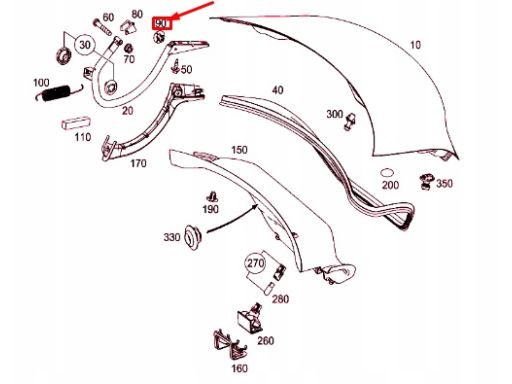 Spinka kołek tapicerki Mercedes A0009914795