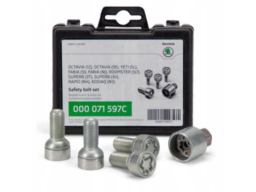 Śruby Antykradzieżowe Koła Skoda 000071597C Oryginał