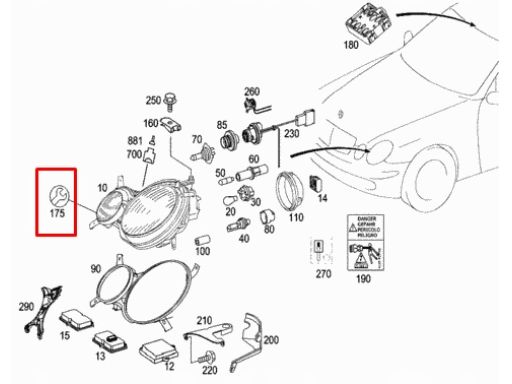 Lewy Zestaw naprawczy lampy przód Mercedes W211 E klasa A2118201314