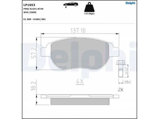 Klocek Hamulcowy Kpl. Lp1653