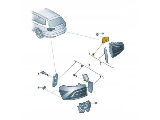 Uszczelka Lewej Lampy Tył Volkswagen Passat B8 Variant 3G9945197