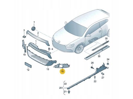 Lewa Kratka zderzaka Volkswagen Scirocco 2009-2014 1K8853665C