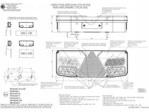 1035 Lampa Tylna 1035 W137Dl Waś