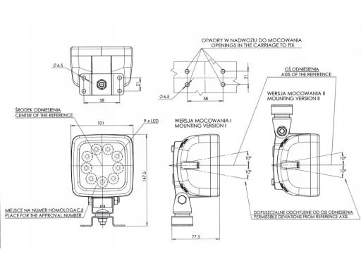 806 Lampa Światła Cofania 806 W108 Waś