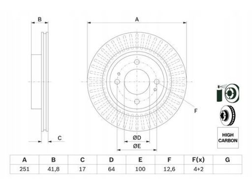 0 986 479 F14 Tarcza Hamulcowa Bosch