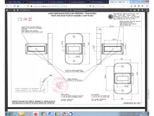 1170 Światło Obrysowe 1170 W168.3 Waś