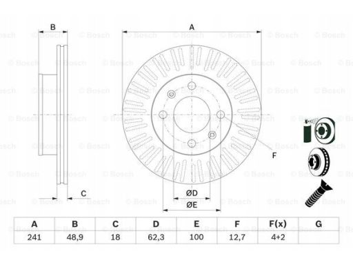 0 986 479 E73 Tarcza Hamulcowa Bosch