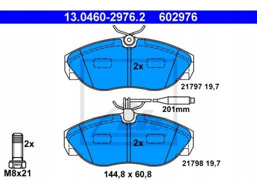 13.0460-2976.2 Klocek Hamulcowy Kpl. Ate