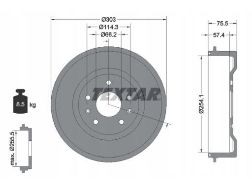 94032800 Bęben Hamulcowy Textar