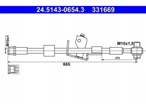 24.5143-0654.3 Przewód Hamulcowy Elastyczny Ate