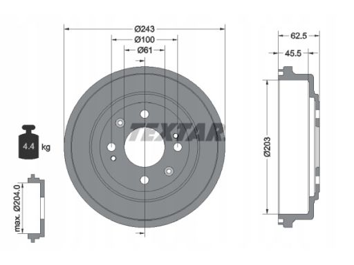 94017600 Bęben Hamulcowy Textar