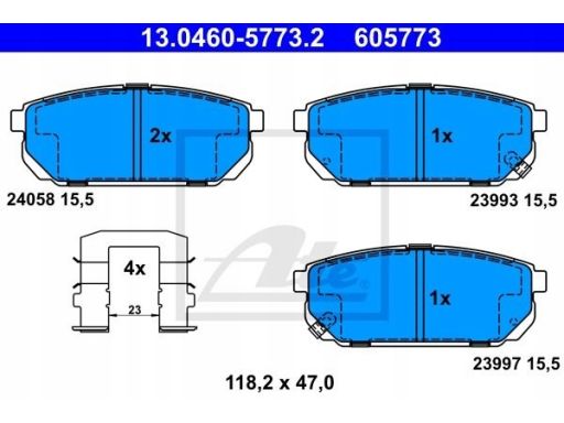 13.0460-5773.2 Klocek Hamulcowy Kpl. Ate