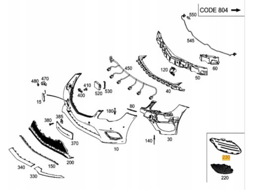 Kratka w zderzak Mercedes W207 AMG A2078852523