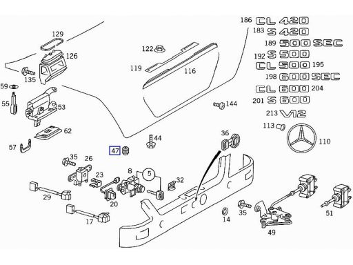Odbój ogranicznik klapy Mercedes W140 W202 W215 W240 W447 W636 W639 W9