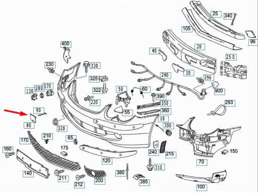 Zaślepka haka zderzaka Mercedes W230 SL class