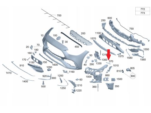 Prawy Ślizg Mocowanie Zderzaka przód Mercedes W206 C Klasa A2068851801