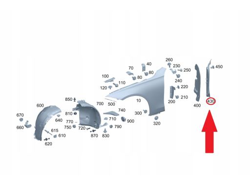 Lewa Osłona Uszczelka Błotnika Mercedes W223 S klasa A2238890000