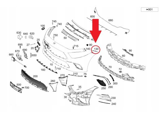 Prawy Ślizg Mocowanie Zderzaka przód Mercedes C257 CLS
