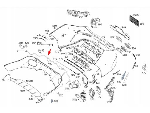 Wiązka zderzaka PDC Tył Mercedes W118 A1185405713
