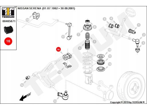 00465671 Silentblock Wahacza Przód Z Tyłu L/P Pasuje Do: Nissan Serena