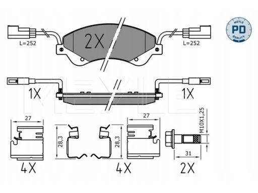 025 244 8518/Pd Klocek Hamulcowy Kpl. Przód , Pasuje Do: Ford Transit,