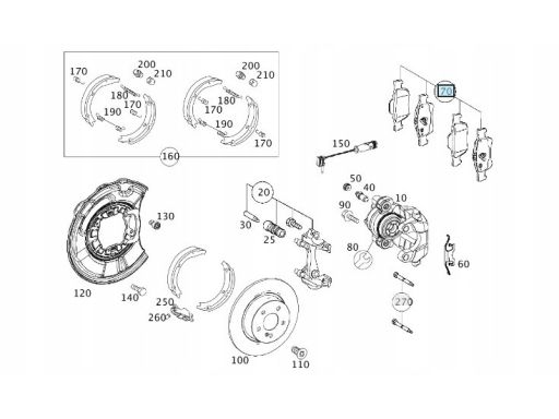 Klocki Hamulcowe Tył Mercedes W211 E Klasa W219 CLS Oryginał A00042096