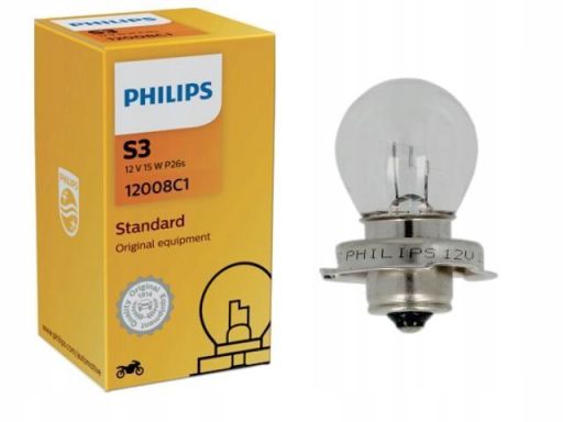 Żarówka Philips S3 12V 15W P26S Vision Moto