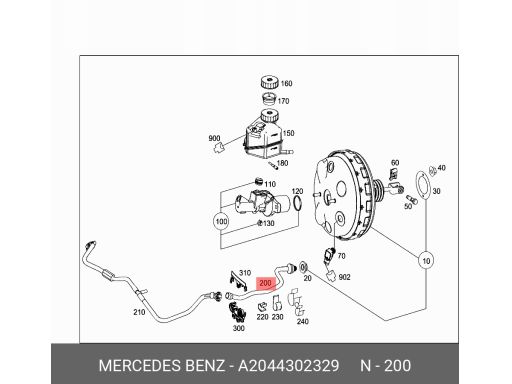 Przewód Serwa Podciśnienia A2044302329 Mercedes W204 X204 2.2 Cdi Oem