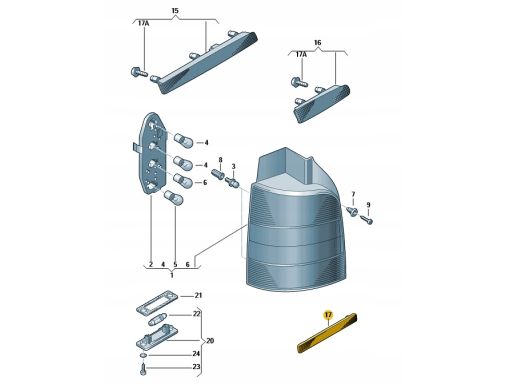 Lewy Odblask Tylnego Zderzaka Volkswagen T5 7E0945105C