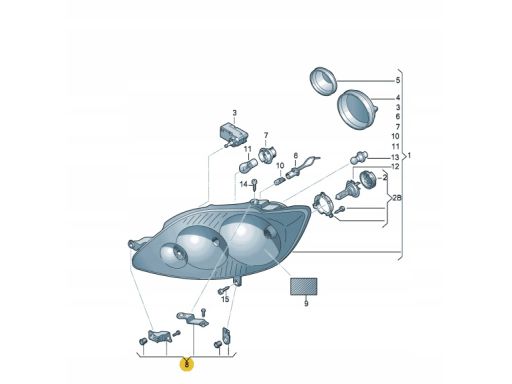 Zestaw naprawczy lewej lampy reflektora przód Volkswagen Golf Plus
