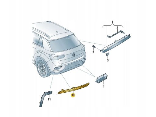 Lewy Odblask tylnego zderzaka Volkswagen T-Roc 2GA945105A