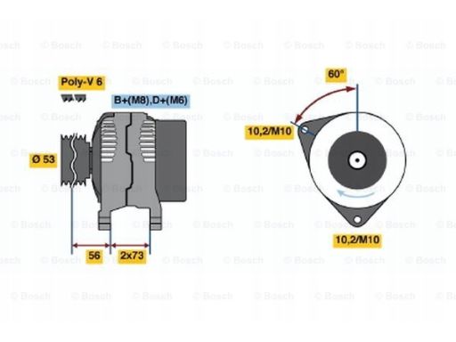 0 986 040 380 Alternator 0 986 040 380 Bosch