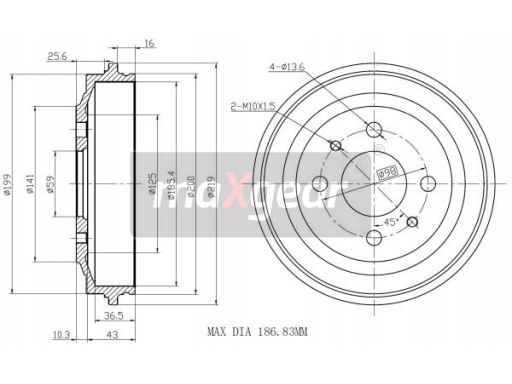 19-0832 Bęben Ham. Fiat T. Uno/Cinquecento Maxgear