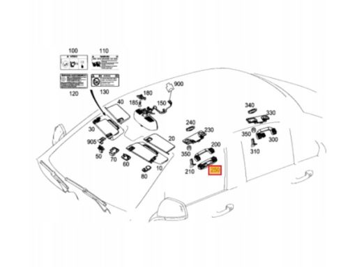 Schowek półka na okulary Mercedes W204 W212 W218 A2048100041 7E94
