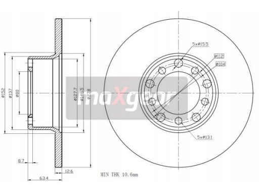 19-0845 Tarcza Ham. Db P. W123 200-300 Maxgear