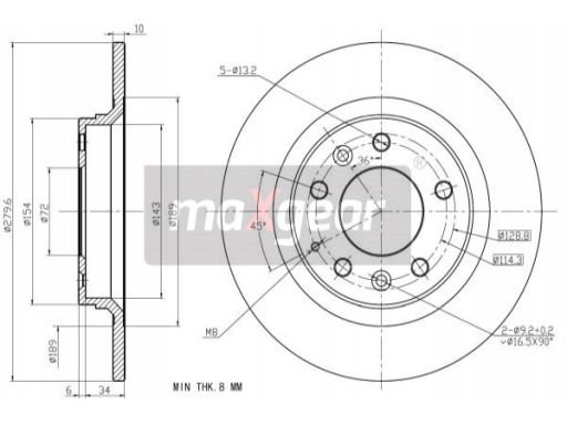 19-0943 Tarcza Ham. Mazda T. 6 02- Maxgear