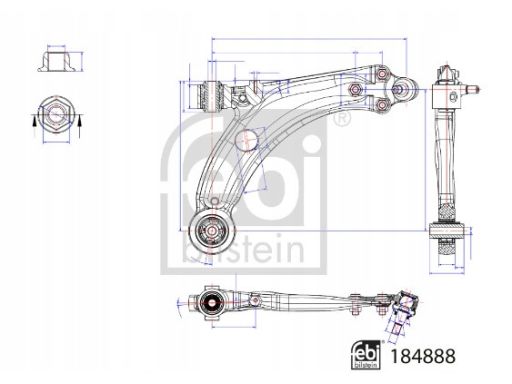 Fe184888 Wahacz Zawieszenia Koła Przód P Poprzeczny Przód 16,6/21 Mm (