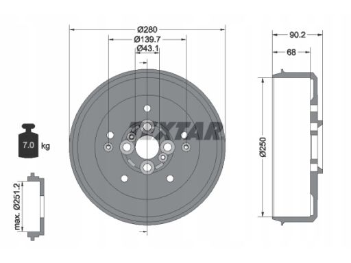 94030600 Bęben Hamulcowy Textar