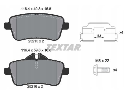 2521505 Klocek Hamulcowy Kpl. Tył , Pasuje Do: Mercedes Gl (X166), Gle
