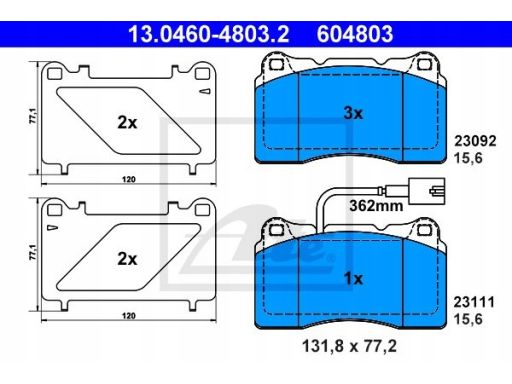 13.0460-4803.2 Klocek Hamulcowy Kpl. Ate